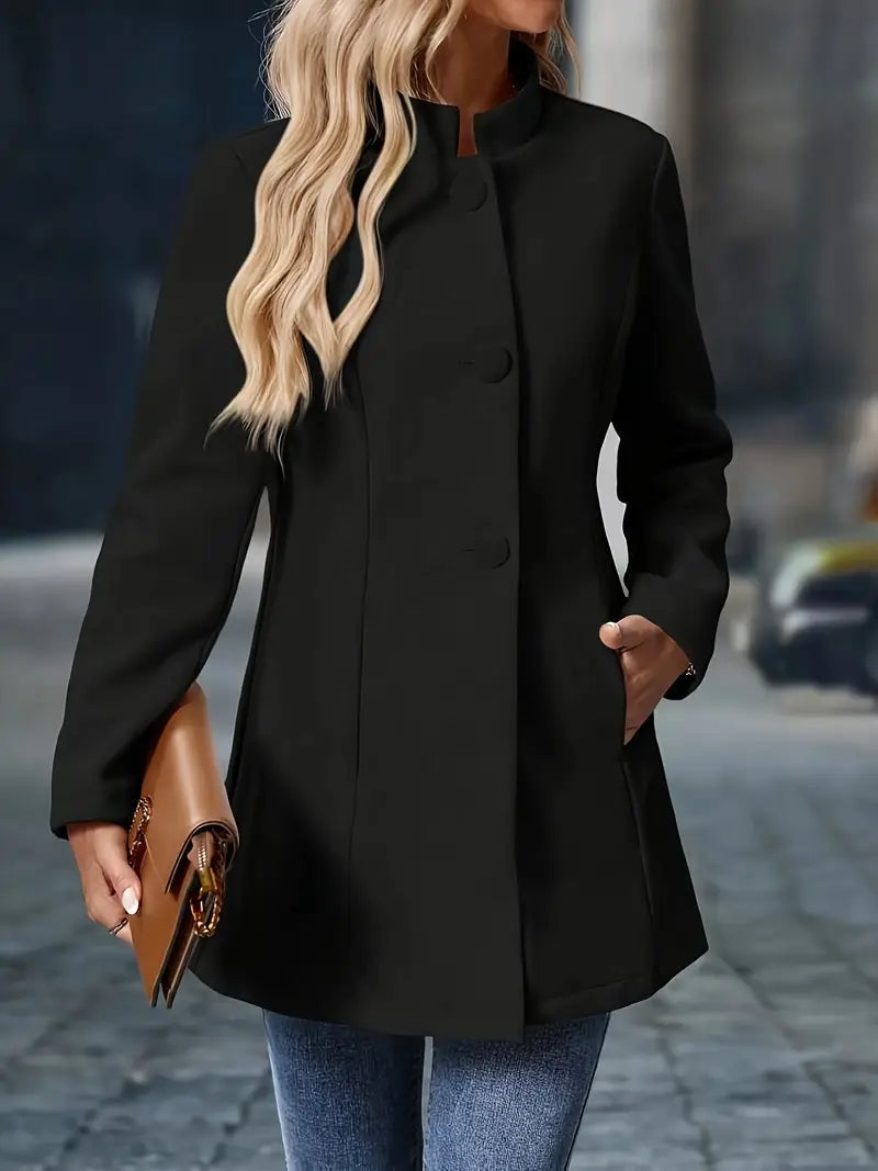 Salomé | Manteau en Laine Femme Col Montant Boutons