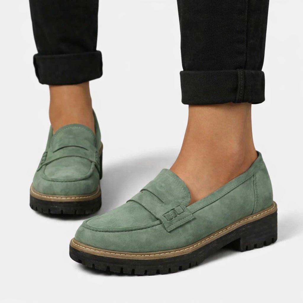 Salomé | Mocassin Plateforme Femme Daim Semelle Crantée