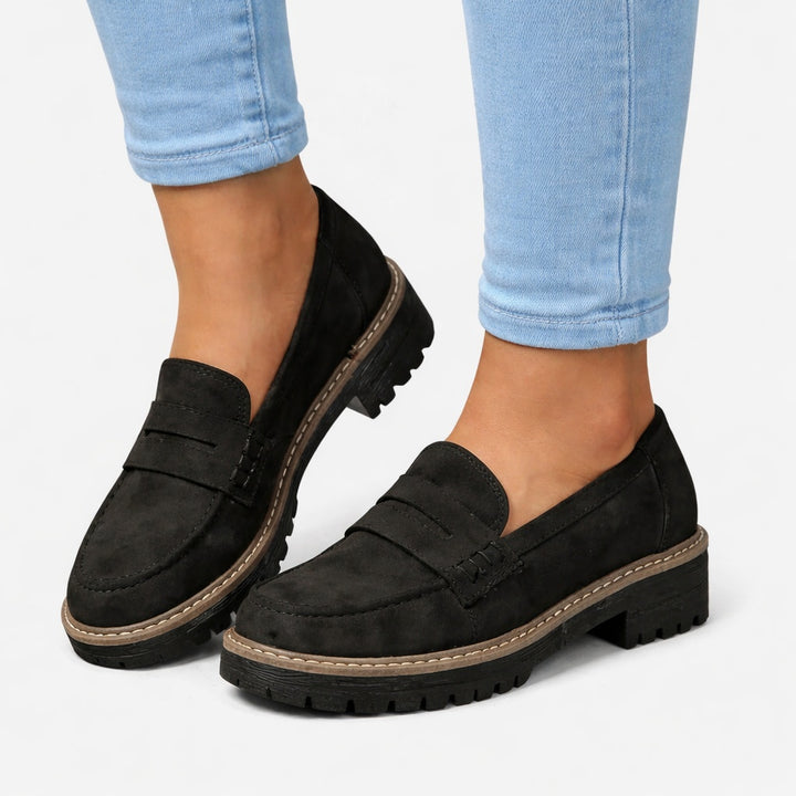 Salomé | Mocassin Plateforme Femme Daim Semelle Crantée