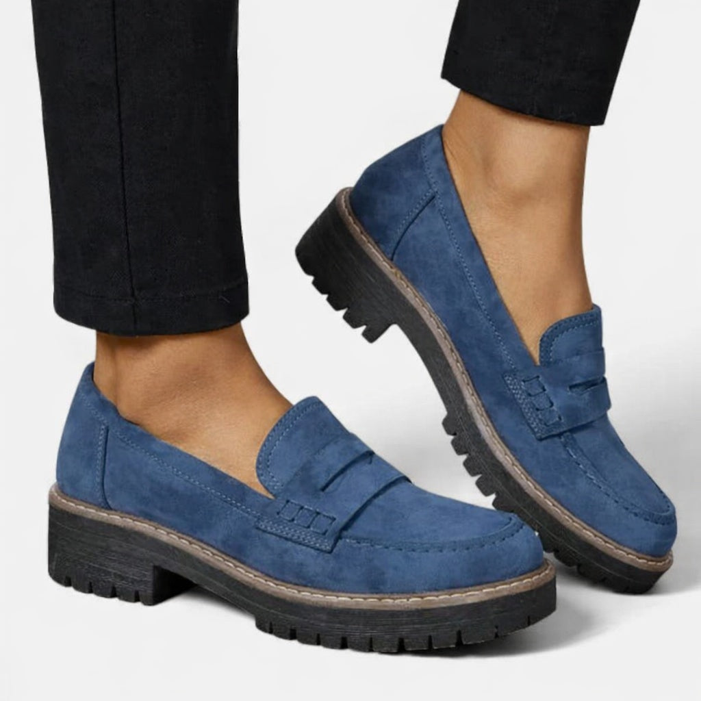 Salomé | Mocassin Plateforme Femme Daim Semelle Crantée