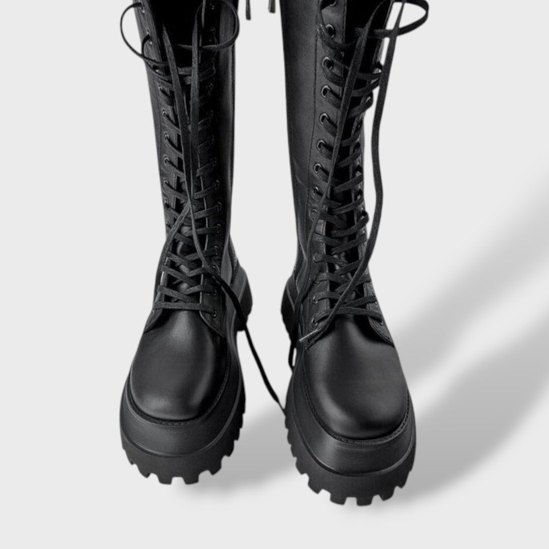 Solène | Bottes Hautes Femme à Lacets Semelle Plateforme