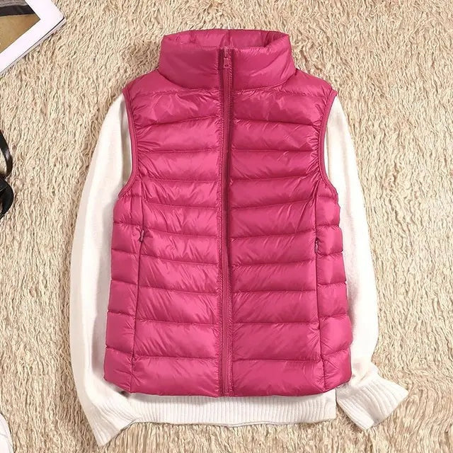 Solène | Gilet Sans Manches Matelassé Court Femme Zippé
