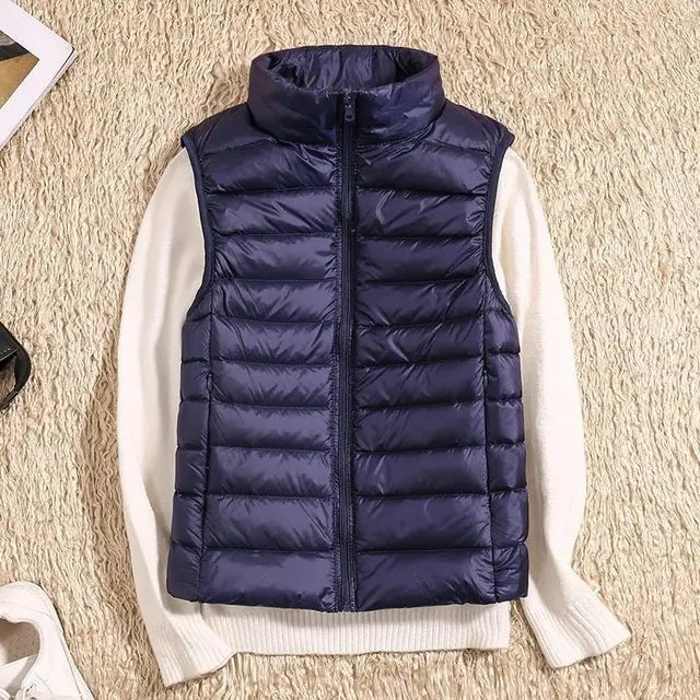 Solène | Gilet Sans Manches Matelassé Court Femme Zippé