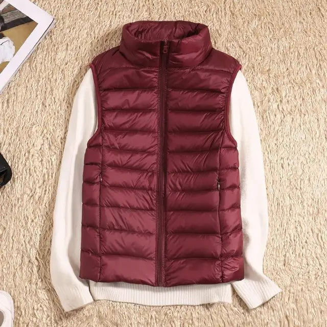 Solène | Gilet Sans Manches Matelassé Court Femme Zippé