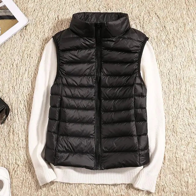 Solène | Gilet Sans Manches Matelassé Court Femme Zippé