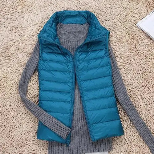 Solène | Gilet Sans Manches Matelassé Court Femme Zippé