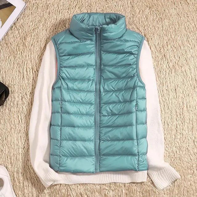 Solène | Gilet Sans Manches Matelassé Court Femme Zippé