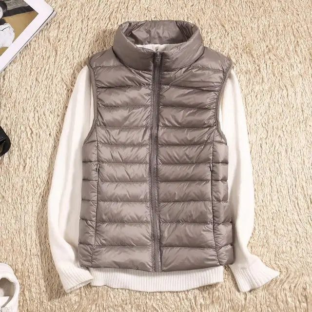 Solène | Gilet Sans Manches Matelassé Court Femme Zippé