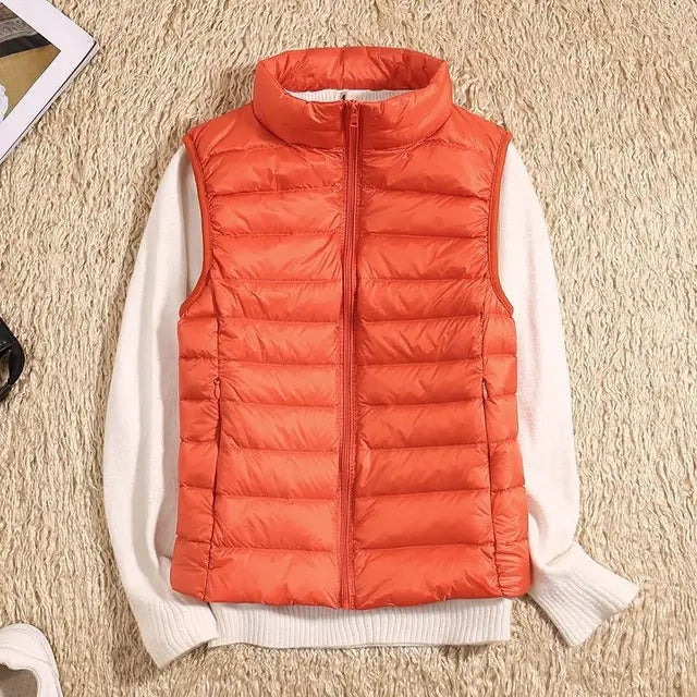 Solène | Gilet Sans Manches Matelassé Court Femme Zippé