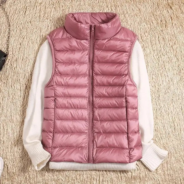 Solène | Gilet Sans Manches Matelassé Court Femme Zippé