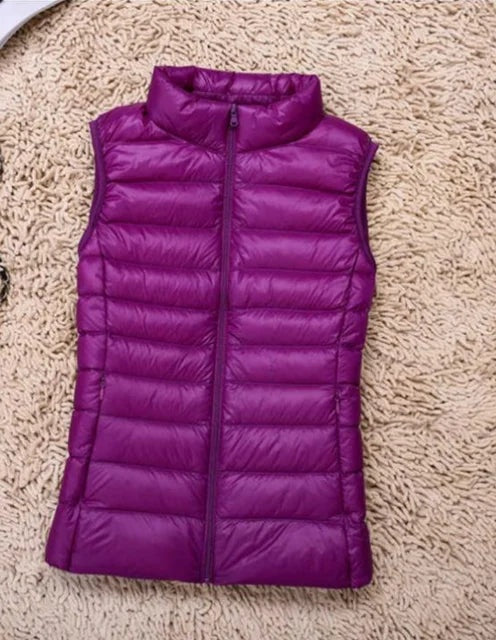 Solène | Gilet Sans Manches Matelassé Court Femme Zippé