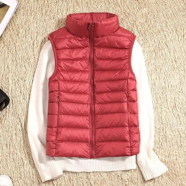 Solène | Gilet Sans Manches Matelassé Court Femme Zippé
