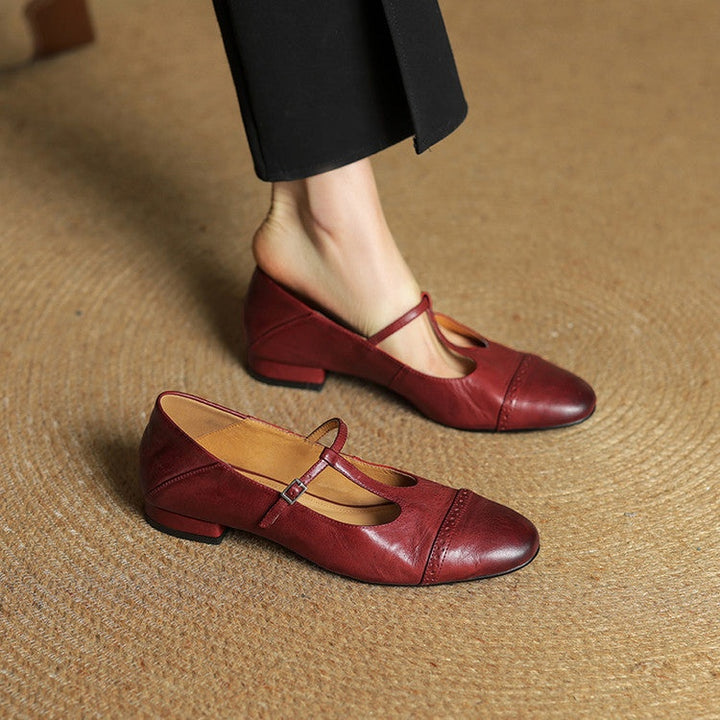 Solène | Mary Jane Shoes Femme Cuir Véritable Bride