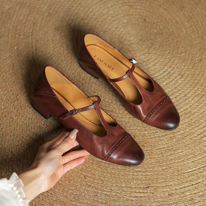 Solène | Mary Jane Shoes Femme Cuir Véritable Bride