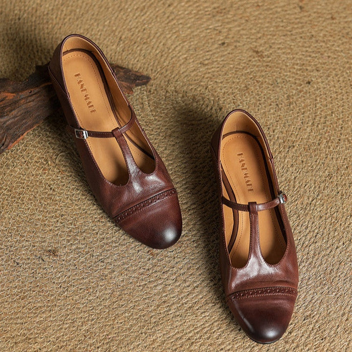 Solène | Mary Jane Shoes Femme Cuir Véritable Bride