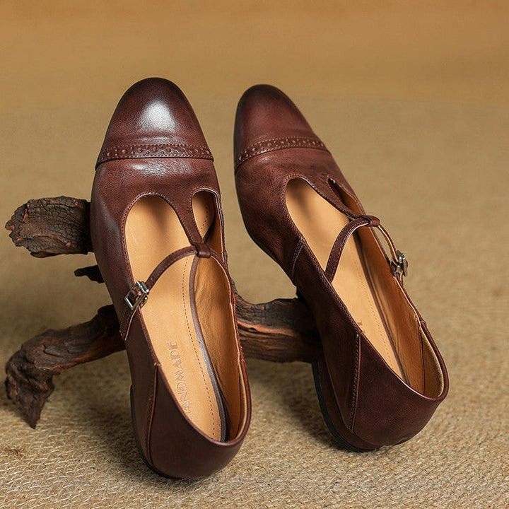 Solène | Mary Jane Shoes Femme Cuir Véritable Bride