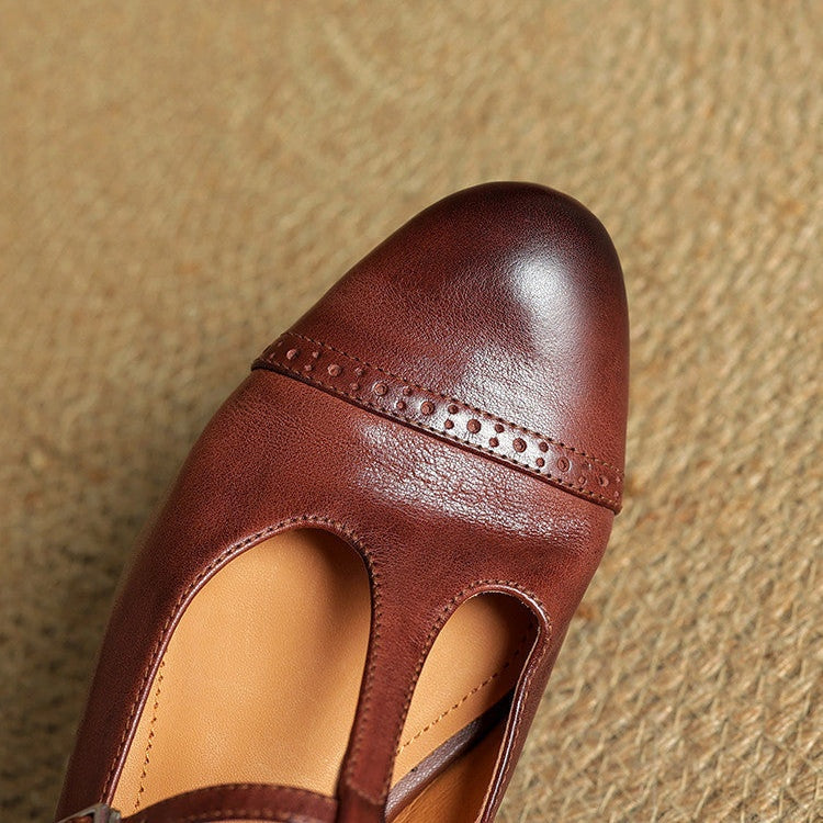 Solène | Mary Jane Shoes Femme Cuir Véritable Bride