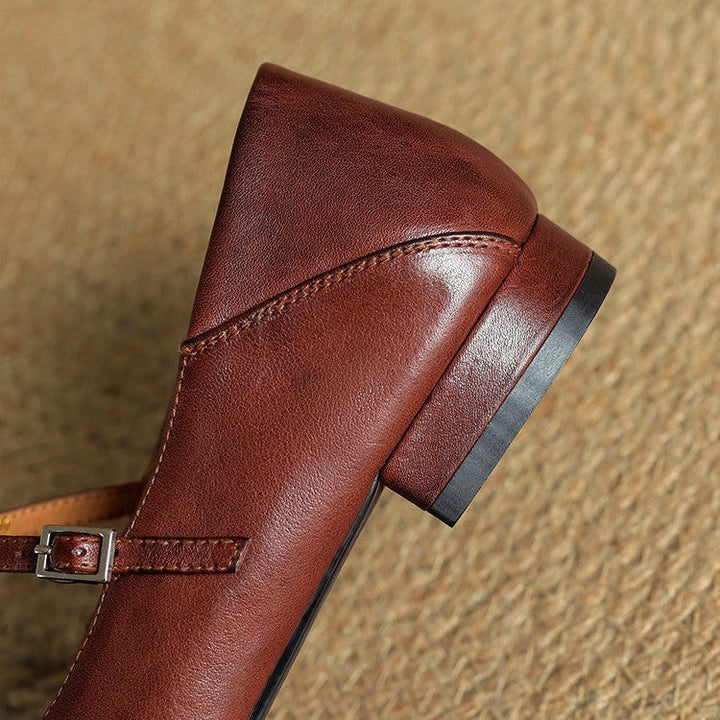 Solène | Mary Jane Shoes Femme Cuir Véritable Bride