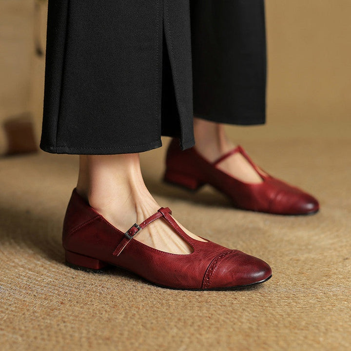 Solène | Mary Jane Shoes Femme Cuir Véritable Bride
