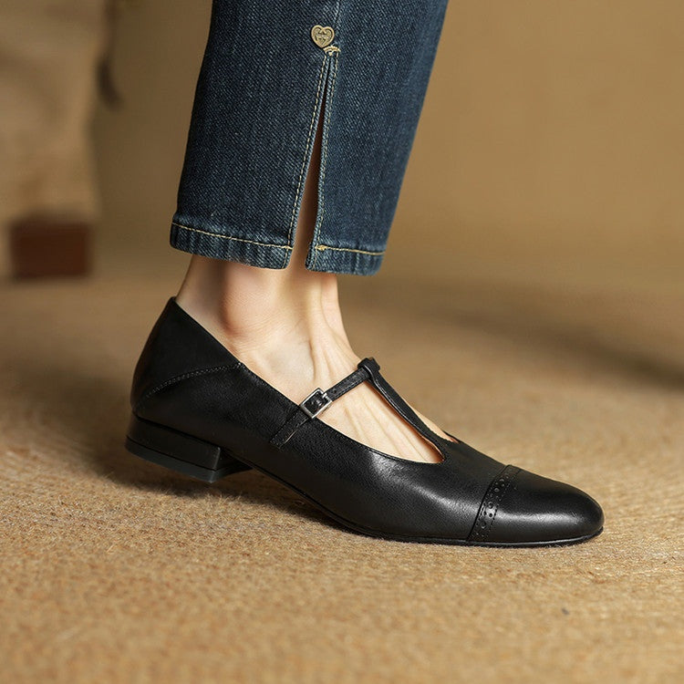 Solène | Mary Jane Shoes Femme Cuir Véritable Bride