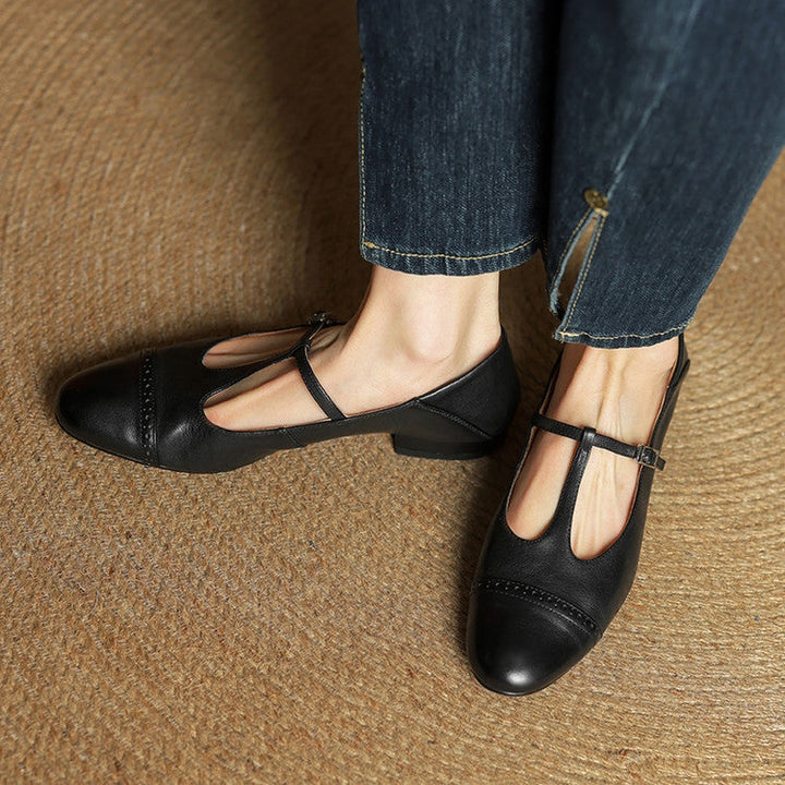 Solène | Mary Jane Shoes Femme Cuir Véritable Bride