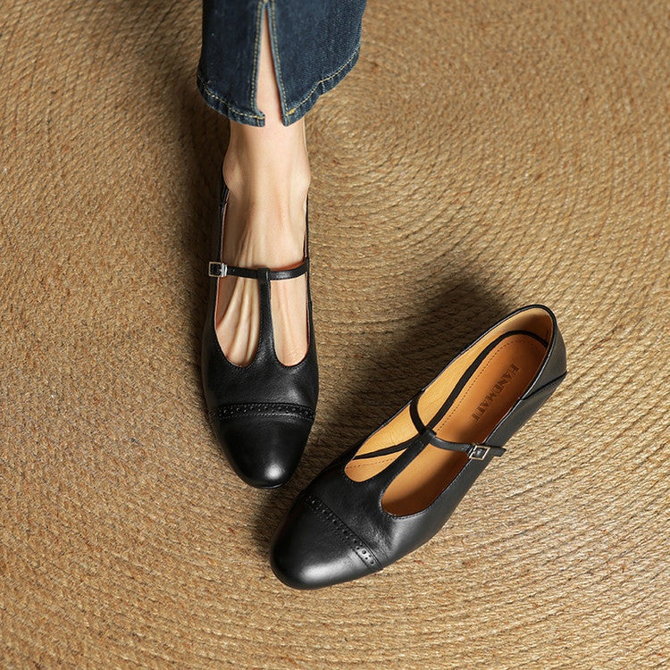 Solène | Mary Jane Shoes Femme Cuir Véritable Bride