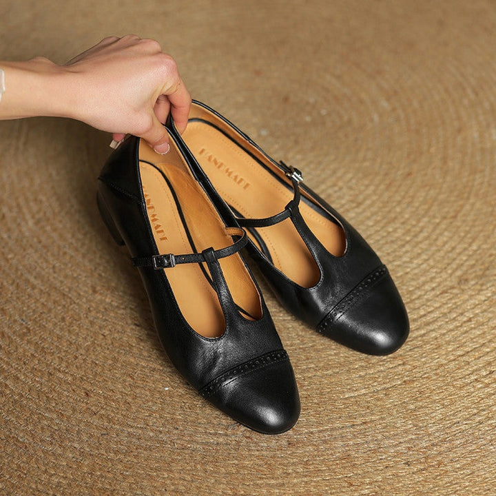 Solène | Mary Jane Shoes Femme Cuir Véritable Bride