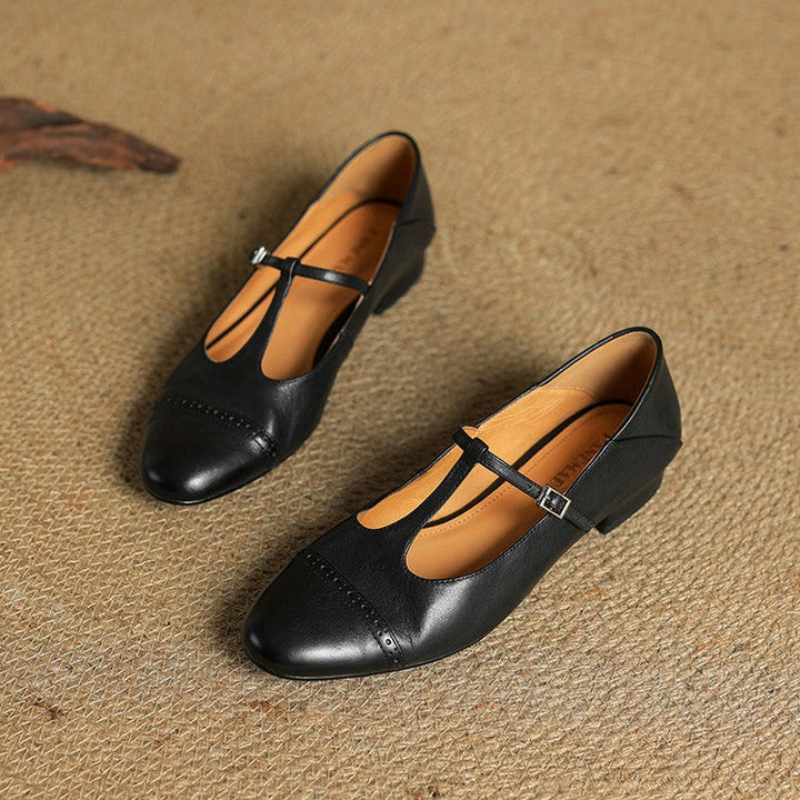 Solène | Mary Jane Shoes Femme Cuir Véritable Bride