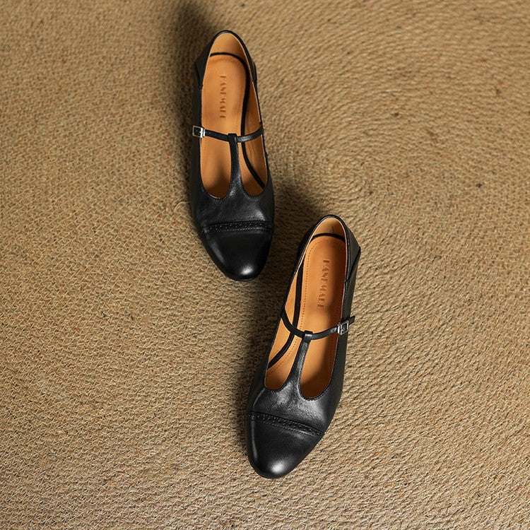 Solène | Mary Jane Shoes Femme Cuir Véritable Bride