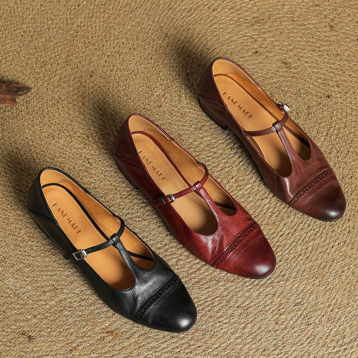 Solène | Mary Jane Shoes Femme Cuir Véritable Bride