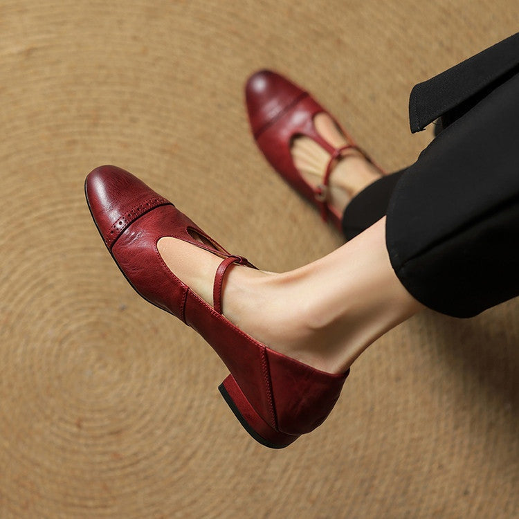 Solène | Mary Jane Shoes Femme Cuir Véritable Bride