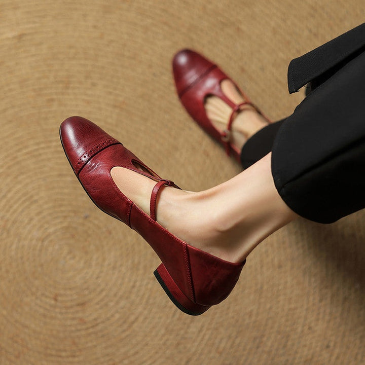 Solène | Mary Jane Shoes Femme Cuir Véritable Bride