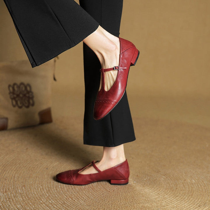 Solène | Mary Jane Shoes Femme Cuir Véritable Bride