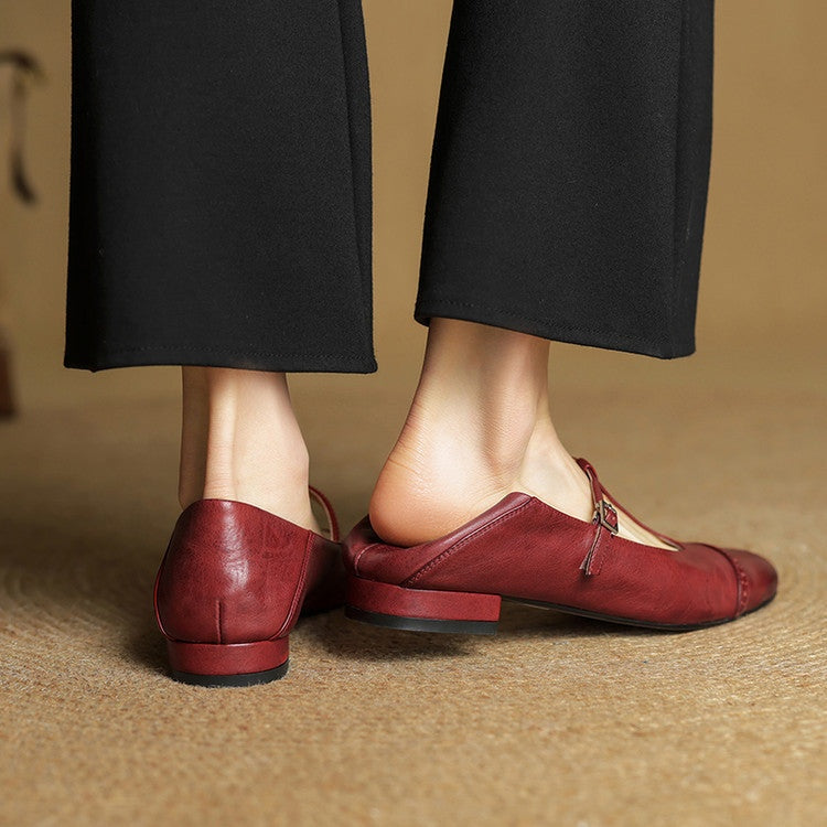 Solène | Mary Jane Shoes Femme Cuir Véritable Bride