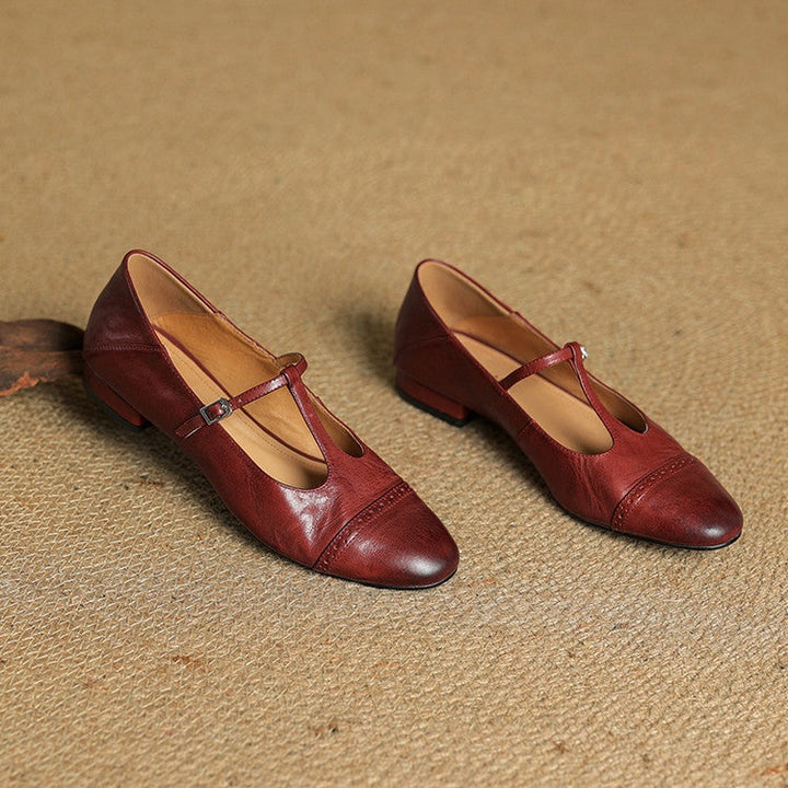 Solène | Mary Jane Shoes Femme Cuir Véritable Bride