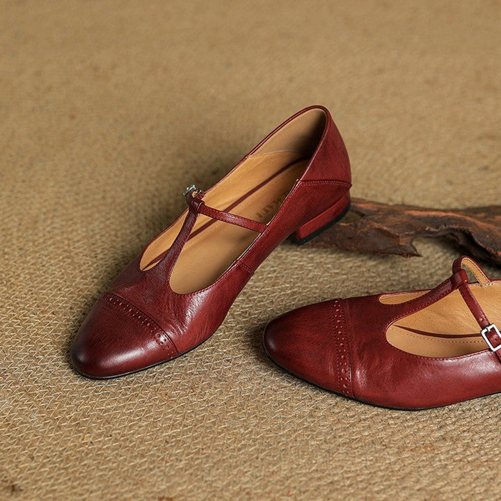 Solène | Mary Jane Shoes Femme Cuir Véritable Bride
