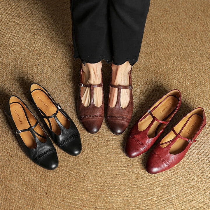 Solène | Mary Jane Shoes Femme Cuir Véritable Bride