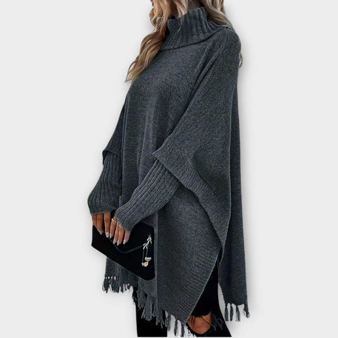Solène | Pull Col Roulé Oversize Femme à Franges