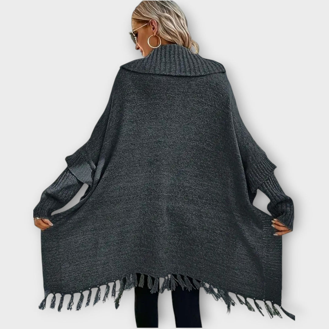 Solène | Pull Col Roulé Oversize Femme à Franges