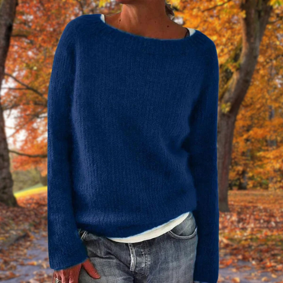 Solène | Pull en Maille Femme Col Bateau Manches Longues