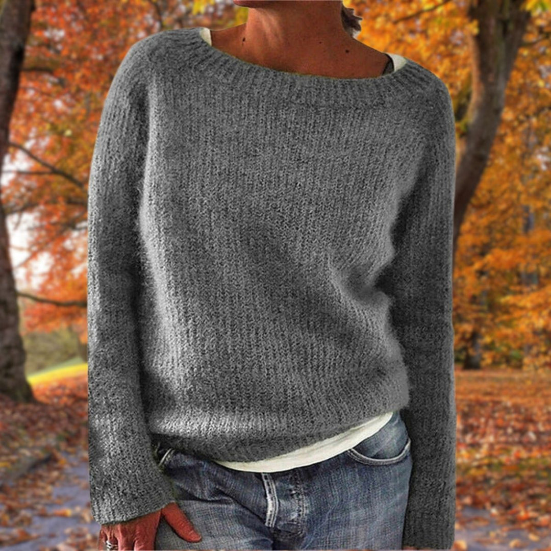 Solène | Pull en Maille Femme Col Bateau Manches Longues