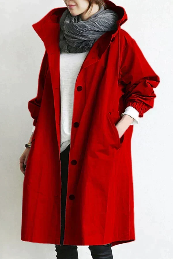 Sophie | Trench Long Imperméable Femme à Capuche Oversize