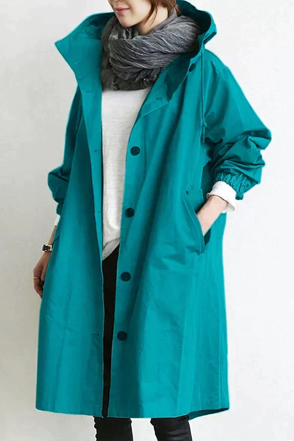 Sophie | Trench Long Imperméable Femme à Capuche Oversize