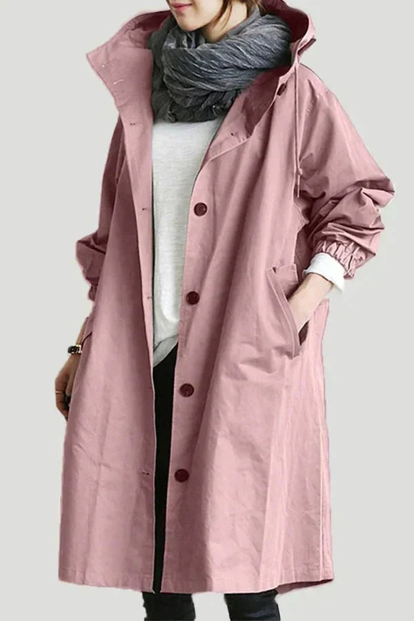Sophie | Trench Long Imperméable Femme à Capuche Oversize