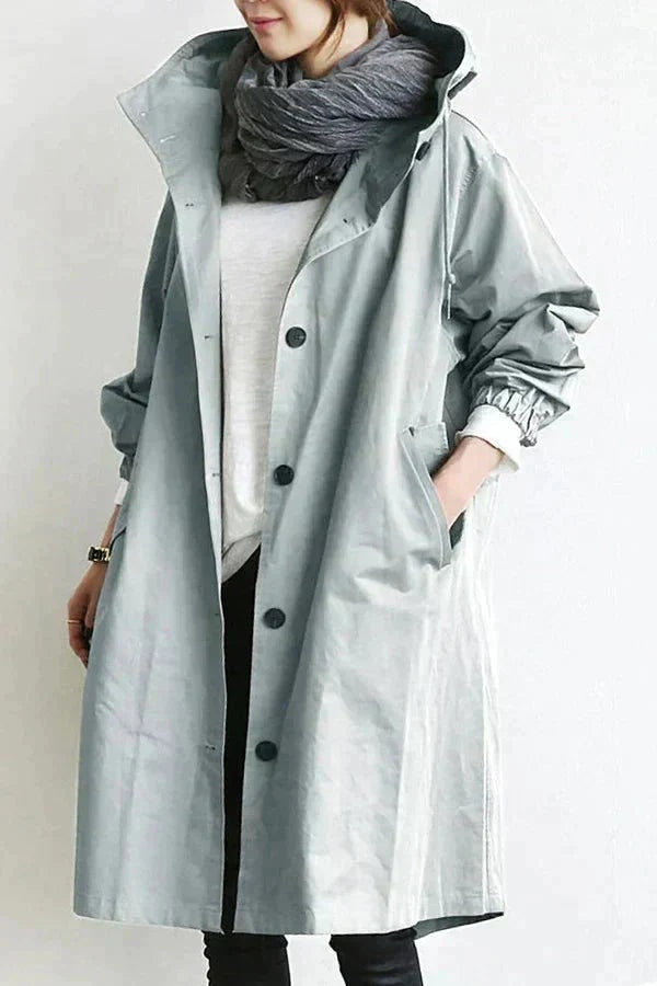 Sophie | Trench Long Imperméable Femme à Capuche Oversize