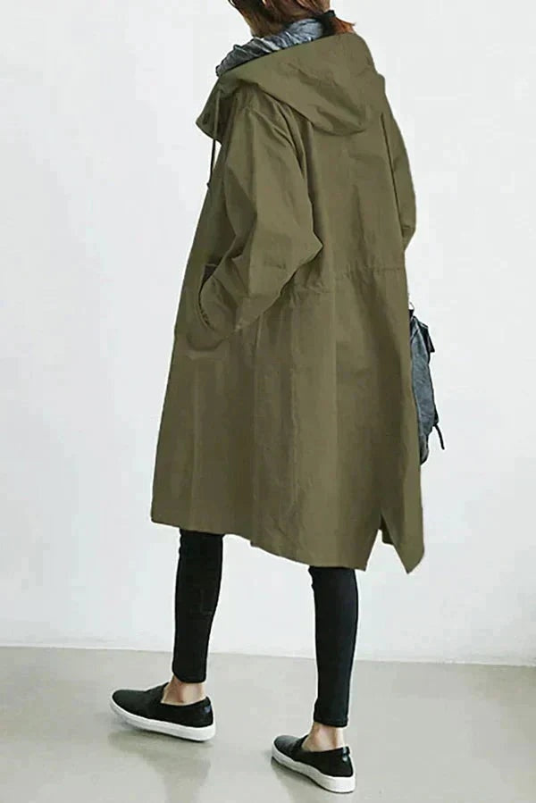 Sophie | Trench Long Imperméable Femme à Capuche Oversize