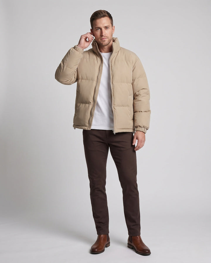 Théo | Doudoune Courte Homme Col Montant Zippée