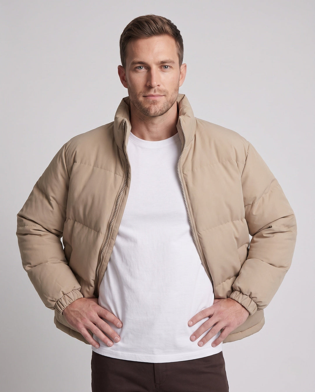 Théo | Doudoune Courte Homme Col Montant Zippée