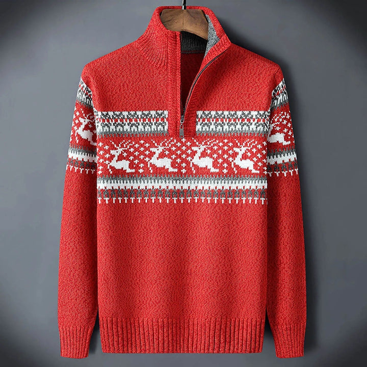Théo | Pull Jacquard Zippé Homme Motif Fair Isle