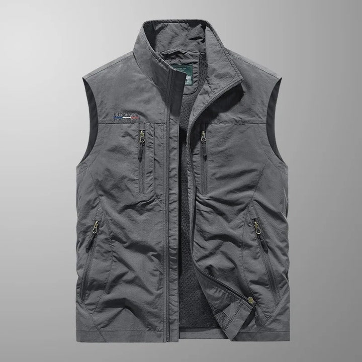 Théodore | Gilet Sans Manche Homme Multi-Poches Zippé Col Montant